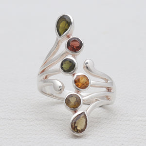Multicolor Tourmaline Silver Rings