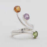 Multistone Silver Designer Adjustable Rings
