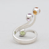 Multistone Silver Designer Adjustable Rings