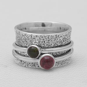 Multi-Tourmaline Silver Band Rings