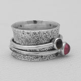 Multi-Tourmaline Silver Band Rings