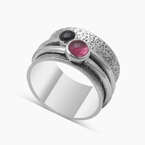 Multi-Tourmaline Silver Band Rings