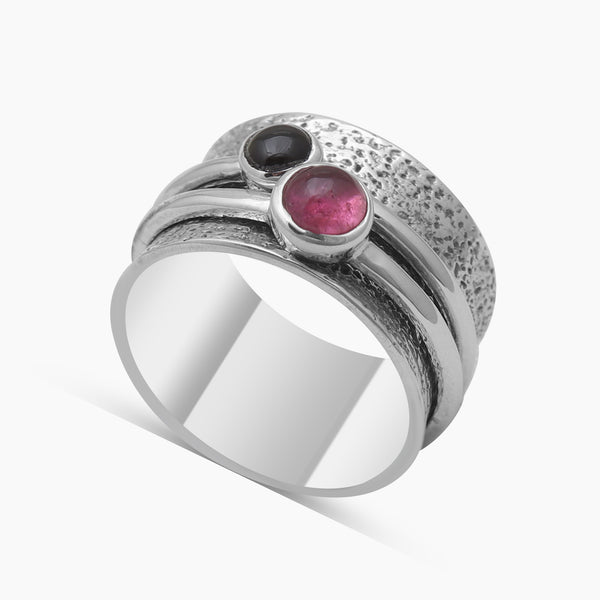 Multi-Tourmaline Silver Band Rings