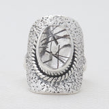 Golden Rutilated Quartz Silver Rings