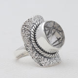 Golden Rutilated Quartz Silver Rings