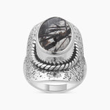 Golden Rutilated Quartz Silver Rings