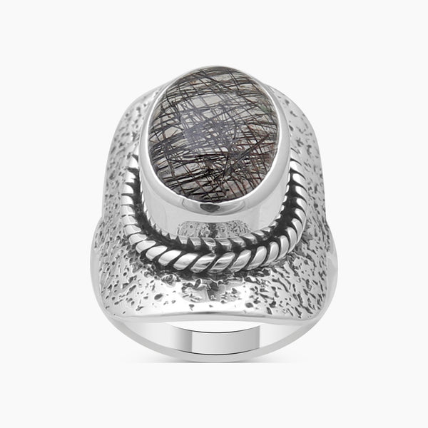 Golden Rutilated Quartz Silver Rings