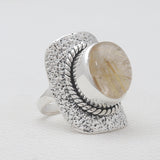Golden Rutilated Quartz Silver Rings