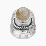Golden Rutilated Quartz Silver Rings