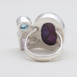 Purple Copper Turquoise Silver Rings