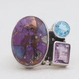 Purple Copper Turquoise Silver Rings