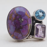 Purple Copper Turquoise Silver Rings