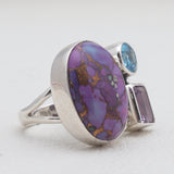 Purple Copper Turquoise Silver Rings