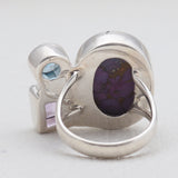 Purple Copper Turquoise Silver Rings