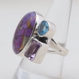 Purple Copper Turquoise Silver Rings