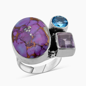 Purple Copper Turquoise Silver Rings
