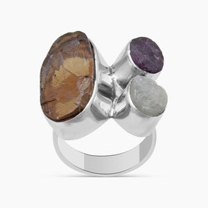 Rough Bear Quartz Silver Rings