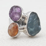 Rough Bear Quartz Silver Rings