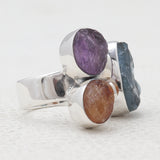 Rough Bear Quartz Silver Rings