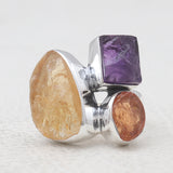 Rough Bear Quartz Silver Rings