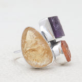 Rough Bear Quartz Silver Rings