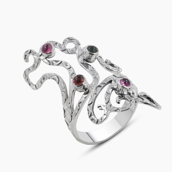 Multi Tourmaline Sterling Silver Rings