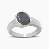 Natural Rainbow Moonstone Silver Rings