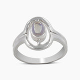 Natural Rainbow Moonstone Silver Rings