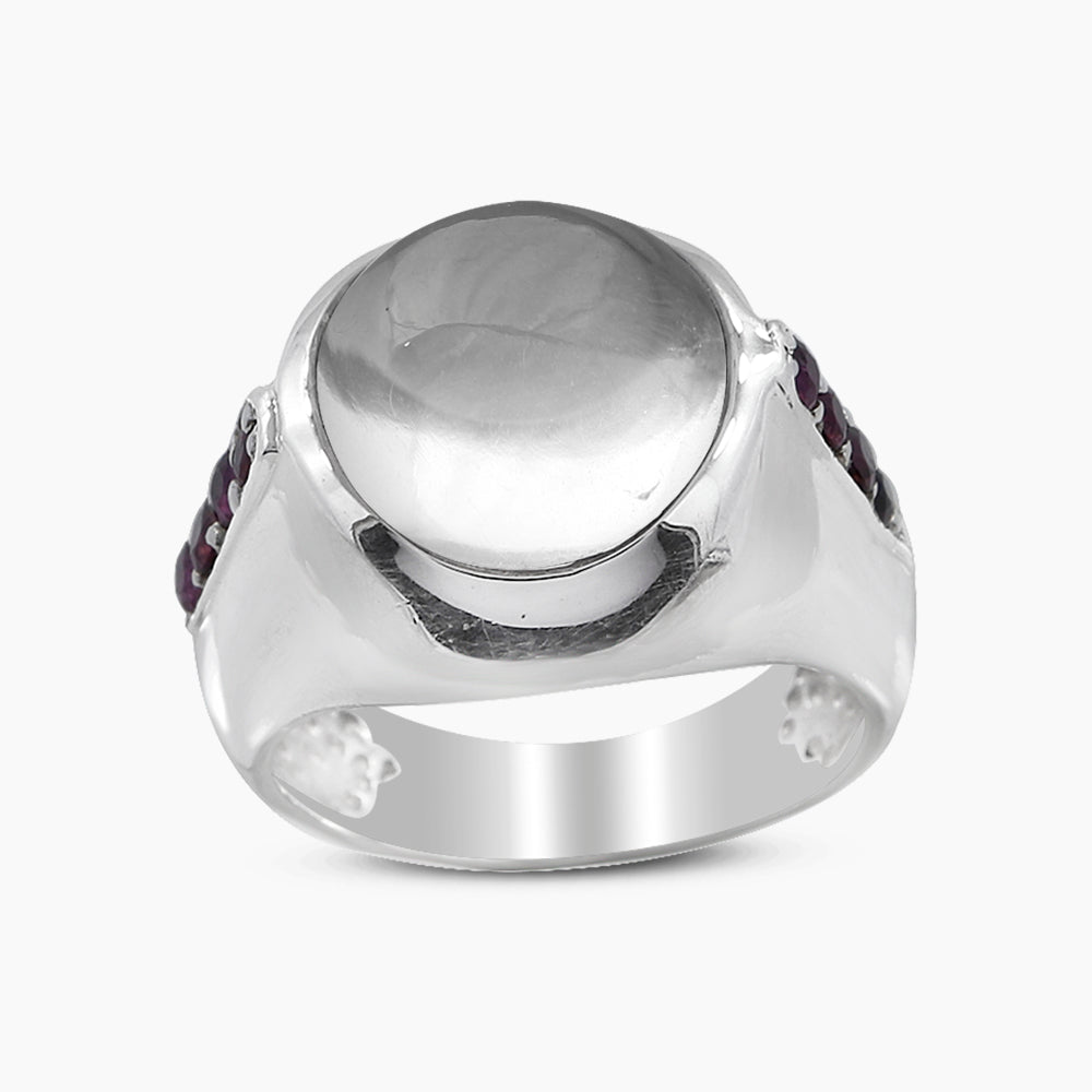 Crystal & Ruby Silver Rings
