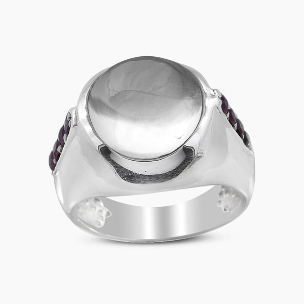 Crystal & Ruby Silver Rings