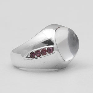 Crystal & Ruby Silver Rings