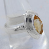 Natural Citrine Gemstone Silver Ring