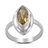 Natural Citrine Gemstone Silver Ring