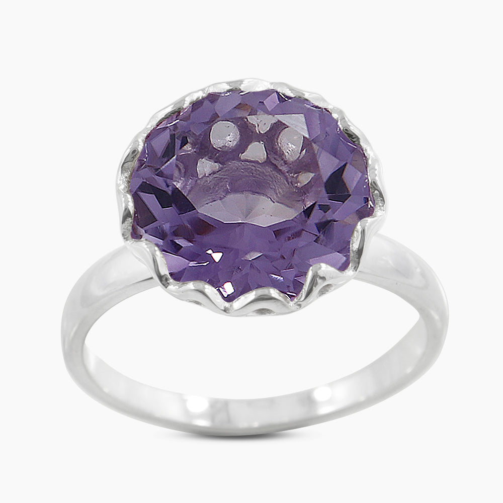 Natural Amethyst Silver Rings