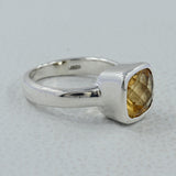 Faceted Citrine Gemstone Sterling Silver Ring