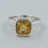 Faceted Citrine Gemstone Sterling Silver Ring