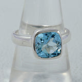 Blue Topaz Cut Gemstone Solid Silver Ring