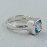 Blue Topaz Cut Gemstone Solid Silver Ring