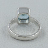 Blue Topaz Cut Gemstone Solid Silver Ring