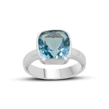 Blue Topaz Cut Gemstone Solid Silver Ring