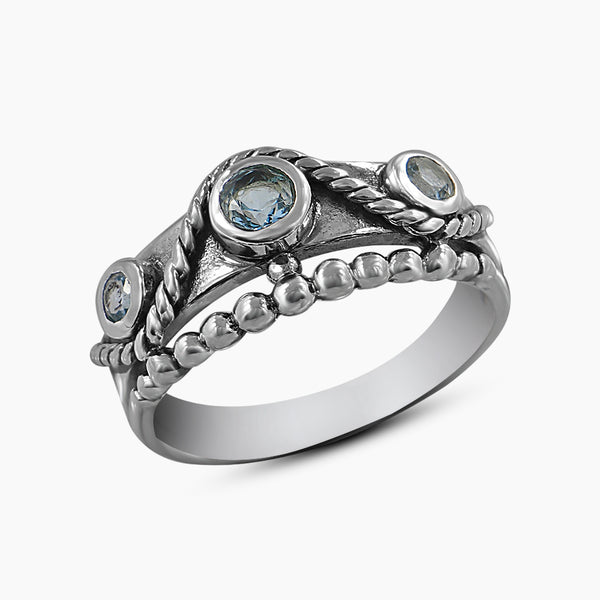 Blue Topaz Silver Rings