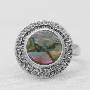 Abalone Shell Sterling Silver Textured Rings