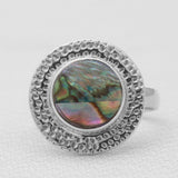 Abalone Shell Sterling Silver Textured Rings