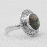 Abalone Shell Sterling Silver Textured Rings