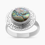 Abalone Shell Sterling Silver Textured Rings