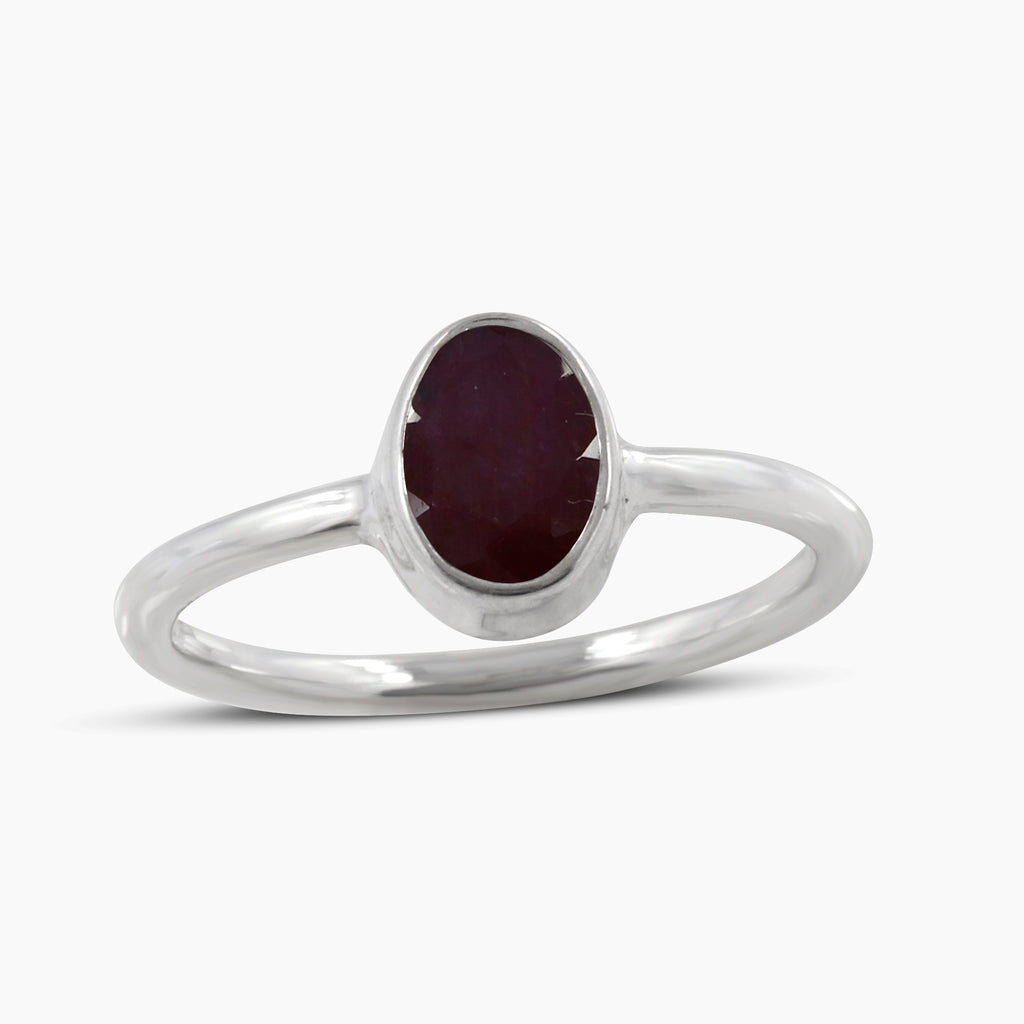 Natural Ruby Silver Rings