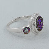 Colorful Titanium Druzy, Mystic Quartz Silver Ring