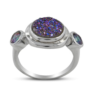 Titanium Druzy Silver Rings