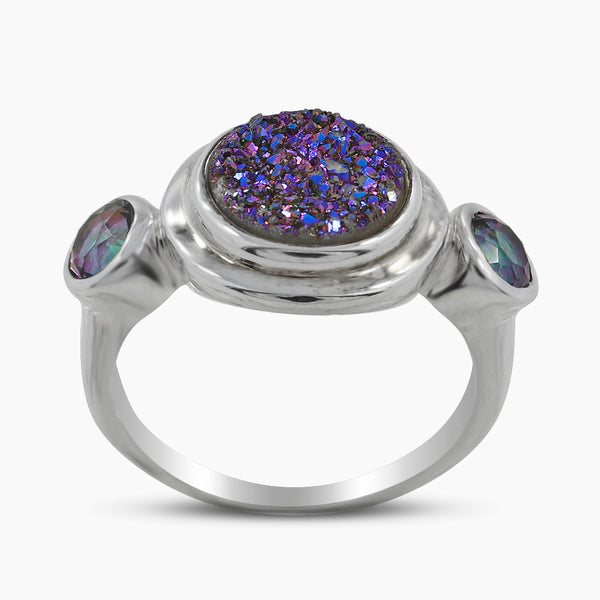 Titanium Druzy Silver Rings