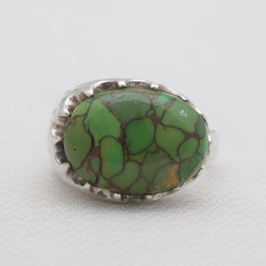 Green Copper Turquoise Sterling Silver Rings